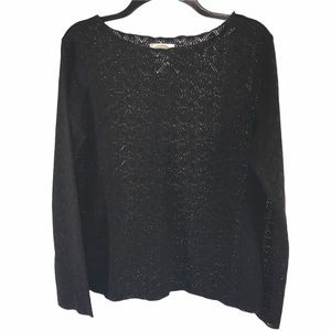 Talbots Black Fancy Knit Sweater, Size M